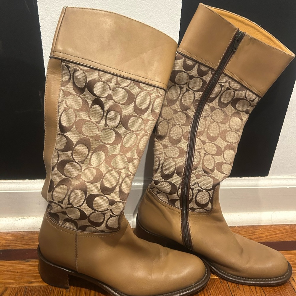 Coach Tan Signature Heeled Boots